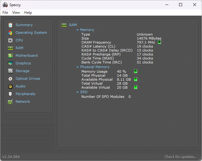 SpeccyでもTotalが14076MB